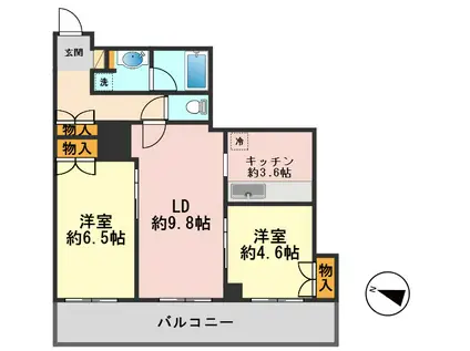 ヴィナシス金町(2LDK/16階)の間取り写真