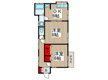 宝月荘(2DK/1階)の間取り写真