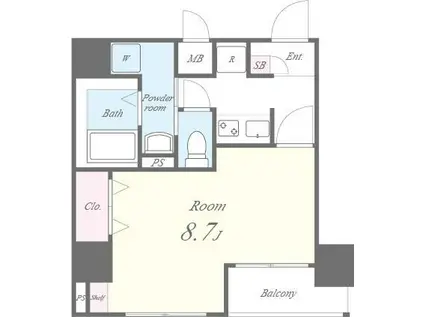 エヴァンコートKASIMA(1K/3階)の間取り写真