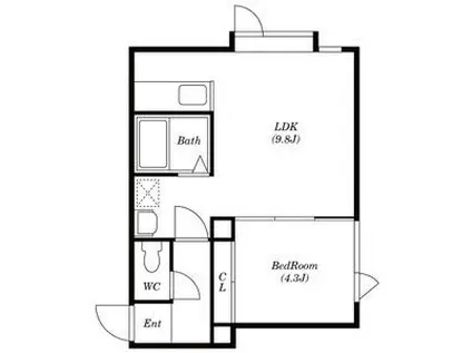BEELINE(1LDK/1階)の間取り写真