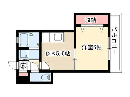 ウイステリア堀田(1DK/5階)の間取り写真