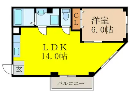 ウィング司(1LDK/2階)の間取り写真