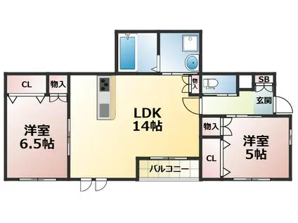 メゾンひかり(2LDK/1階)の間取り写真
