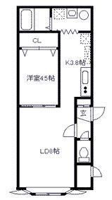 ノヴェル2・15 B(1LDK/1階)の間取り写真