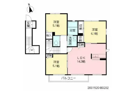 シャーメゾンKT(3LDK/2階)の間取り写真