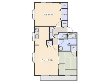 ファンタジアV(2LDK/2階)の間取り写真