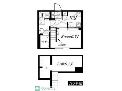 PRIMA ART 海老名(1K/1階)の間取り写真