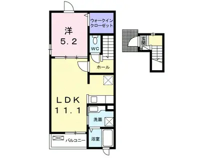 トラディシオンA(1LDK/2階)の間取り写真