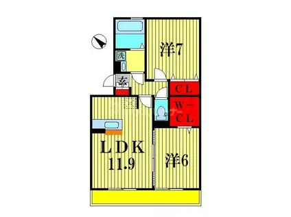 ロイヤルソフィア(2LDK/3階)の間取り写真