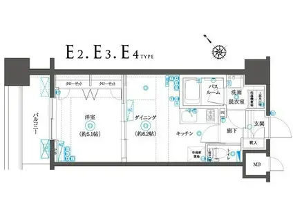 ズームヨコハマスクエア(1DK/10階)の間取り写真