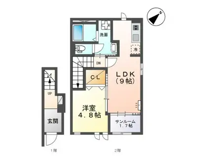 ルミナス(1LDK/2階)の間取り写真