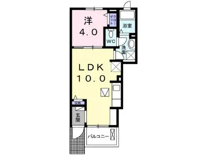仙台市地下鉄南北線 長町駅 徒歩15分 2階建 築9年(1LDK/1階)の間取り写真