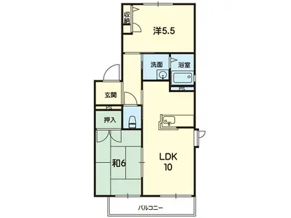 ディアス北門前(2LDK/1階)の間取り写真