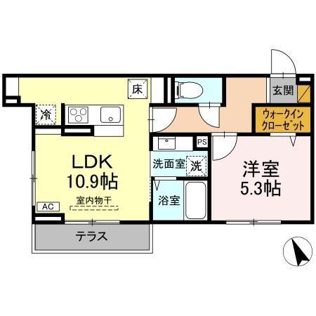 セレウィータ栄町(1LDK/1階)の間取り写真