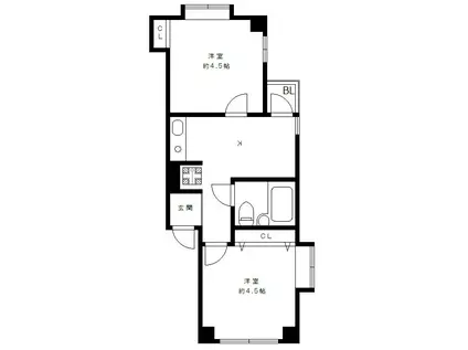 ラ・リュクス駒沢(2K/2階)の間取り写真