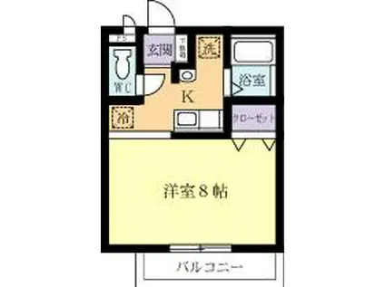 タカクワハイツG(1K/1階)の間取り写真