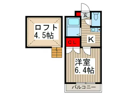 エスポワール(1K/1階)の間取り写真