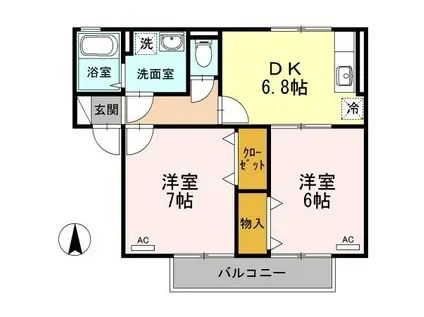 セジュール永木II(2DK/2階)の間取り写真