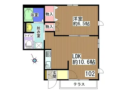 ステラ黒砂(1LDK/1階)の間取り写真
