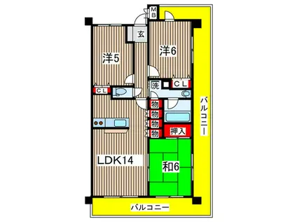 グランダジュール千葉みなと(3LDK/3階)の間取り写真