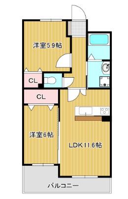メディアパークIII(2LDK/1階)の間取り写真