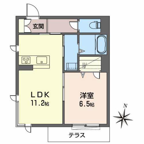 BEREO吹屋町(1LDK/1階)の間取り写真