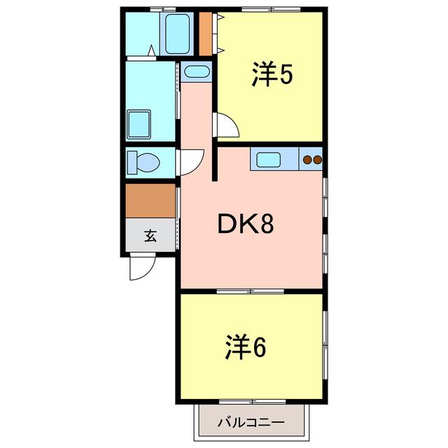 ドーム城阿原(2DK/2階)の間取り写真