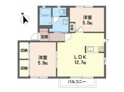 ルミエール城西(2LDK/2階)の間取り写真