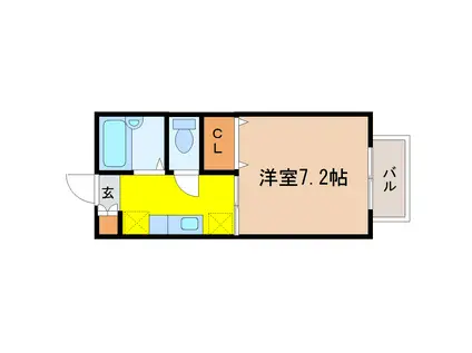 パルコートαI(1K/2階)の間取り写真