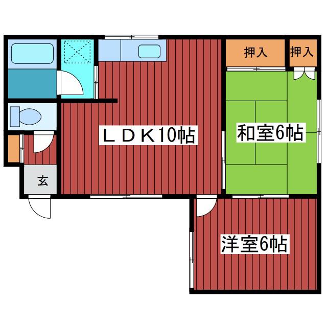 メイプルハウス(2LDK/2階)の間取り写真