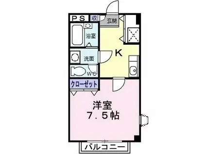 サマーパイン(1K/2階)の間取り写真