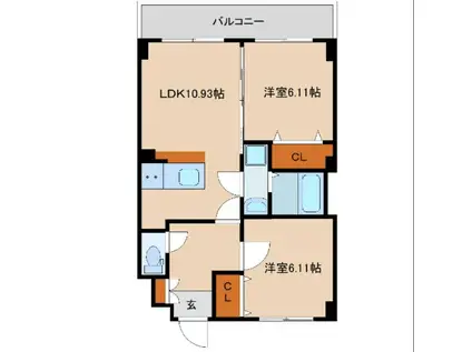 オーシャンブルーII(2LDK/3階)の間取り写真