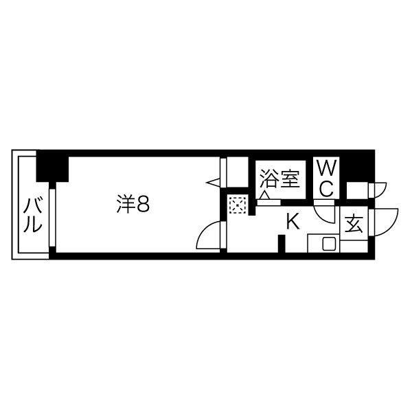 ベル名駅(1K/4階)の間取り写真