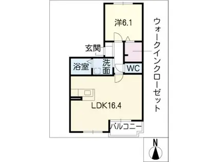プリムヴェール北山台(1LDK/2階)の間取り写真