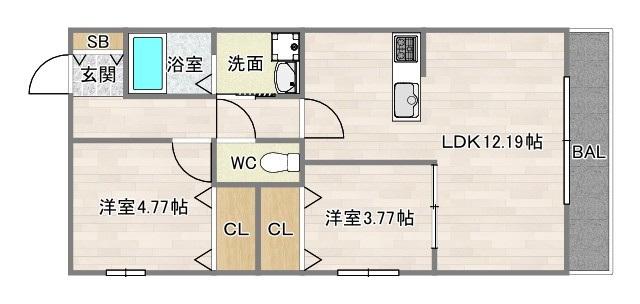 グレースショウエイ(1LDK/5階)の間取り写真