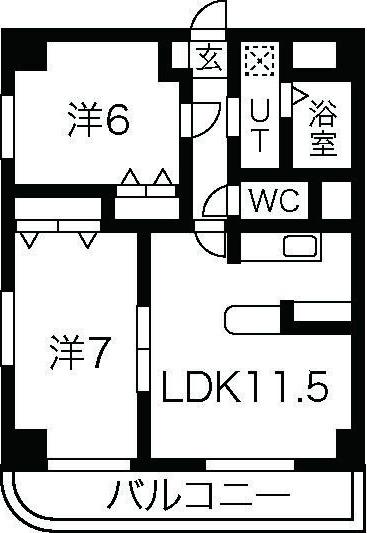 セントラルコート今伊勢(2LDK/3階)の間取り写真