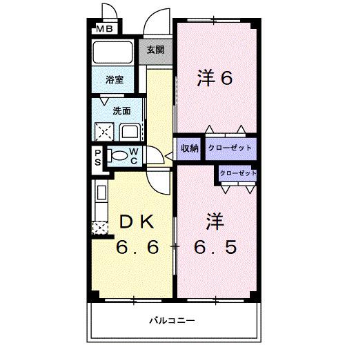 スマイルコーポ西乃庄(2DK/3階)の間取り写真