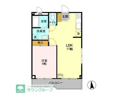 グランドゥール(1LDK/3階)の間取り写真