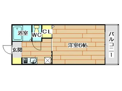 ジュネスコート(1K/2階)の間取り写真
