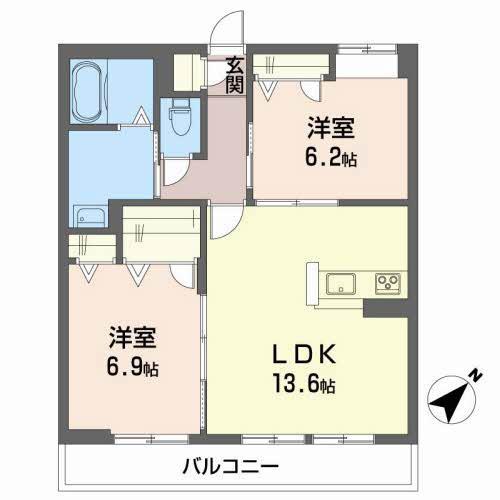 RUSHERIO(2LDK/2階)の間取り写真