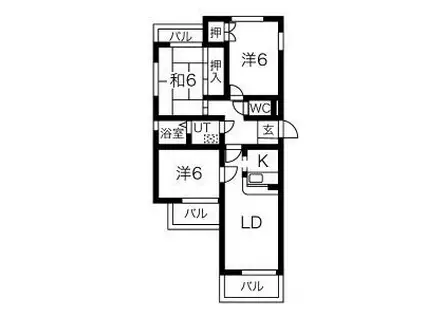 ボウリーブ庄内(3LDK/1階)の間取り写真