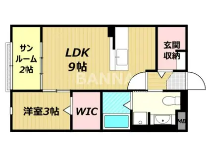 アーバイン(1LDK/1階)の間取り写真