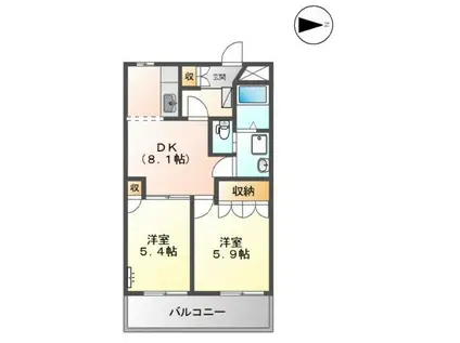 エレガントモレノ(2DK/1階)の間取り写真