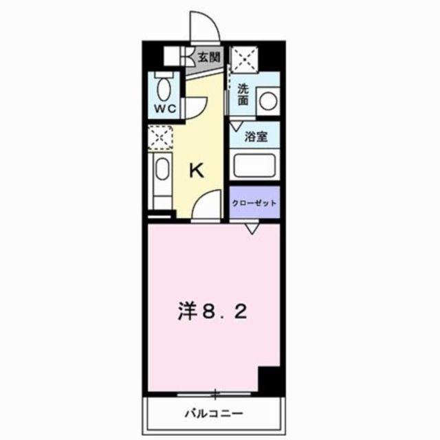 グランツェントB(1K/2階)の間取り写真