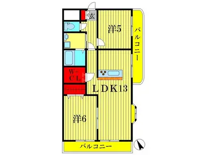 サムソンコート(2LDK/2階)の間取り写真