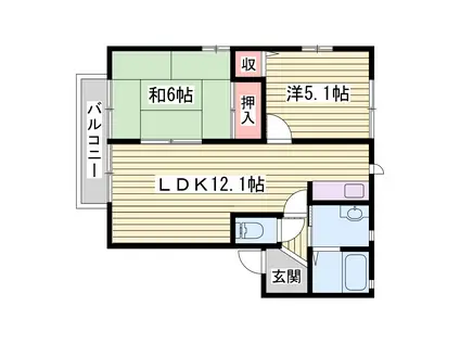 構壱番館C棟(2LDK/2階)の間取り写真
