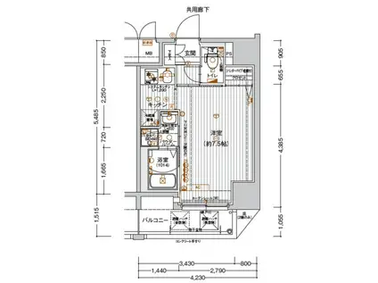 エムジェーシー神戸ブレイヴ(1K/2階)の間取り写真