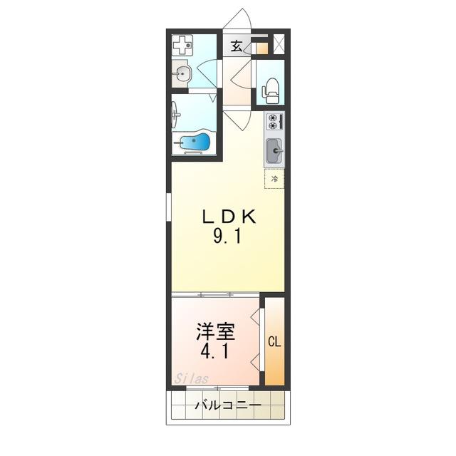 レヴール鳳南(1LDK/2階)の間取り写真