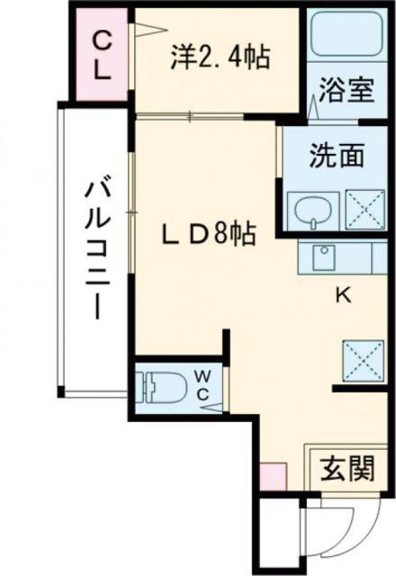 西湊町ジーイー・ディス(1LDK/2階)の間取り写真