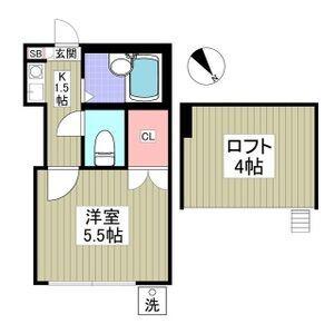フリーダムB棟(1K/1階)の間取り写真